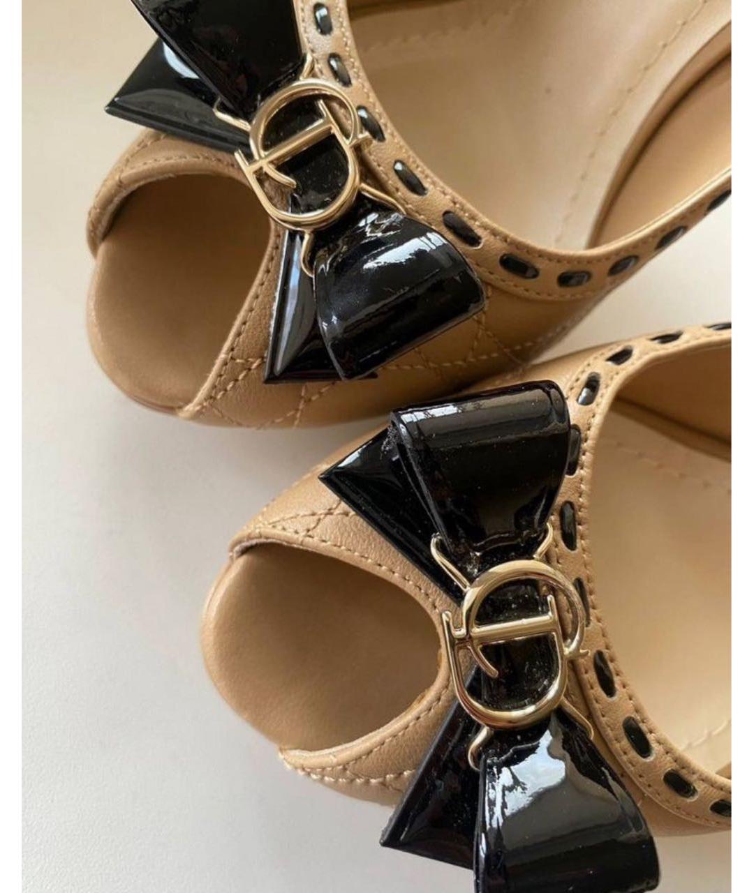 CHRISTIAN DIOR Бежевые кожаные туфли, фото 6