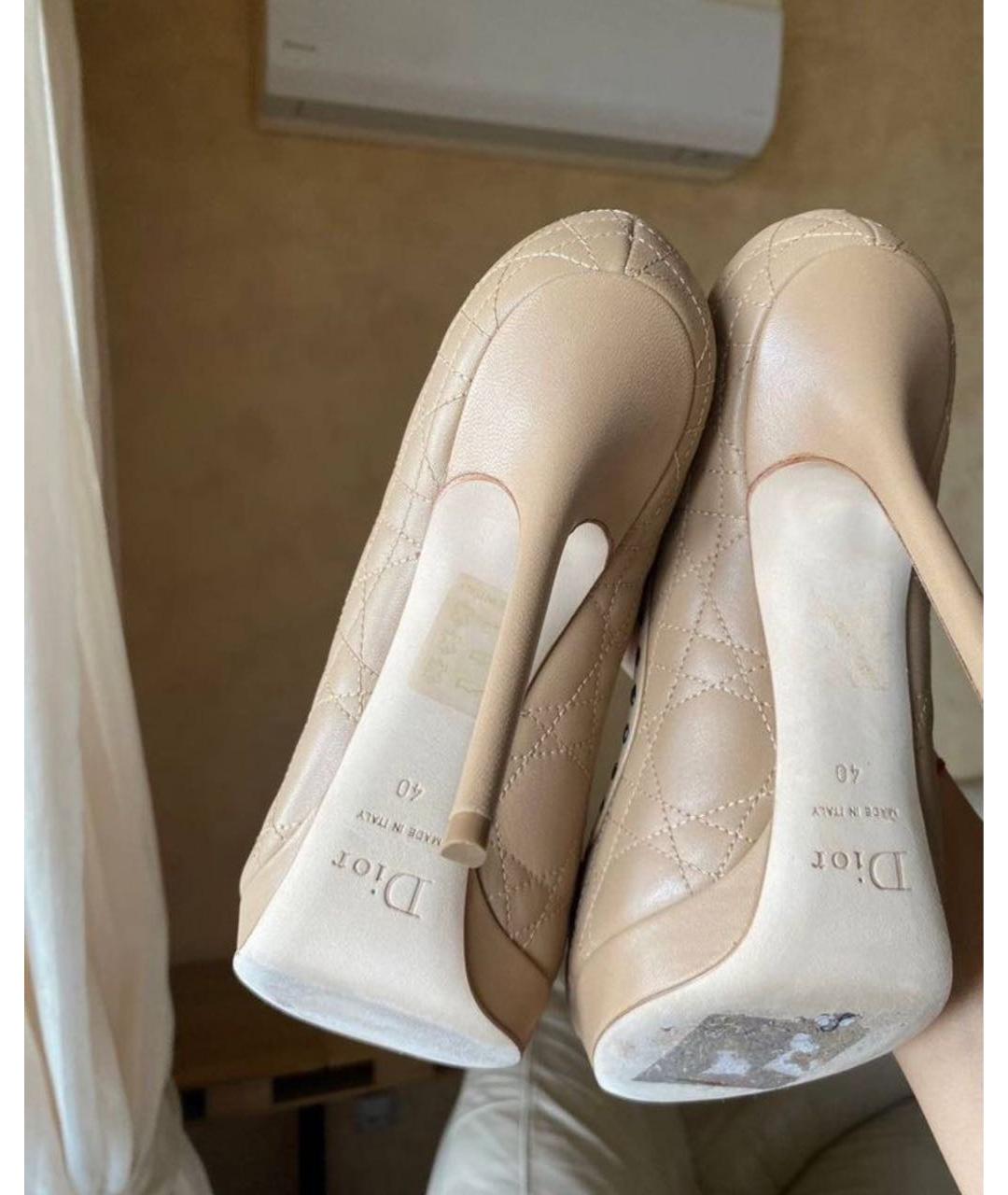 CHRISTIAN DIOR Бежевые кожаные туфли, фото 7