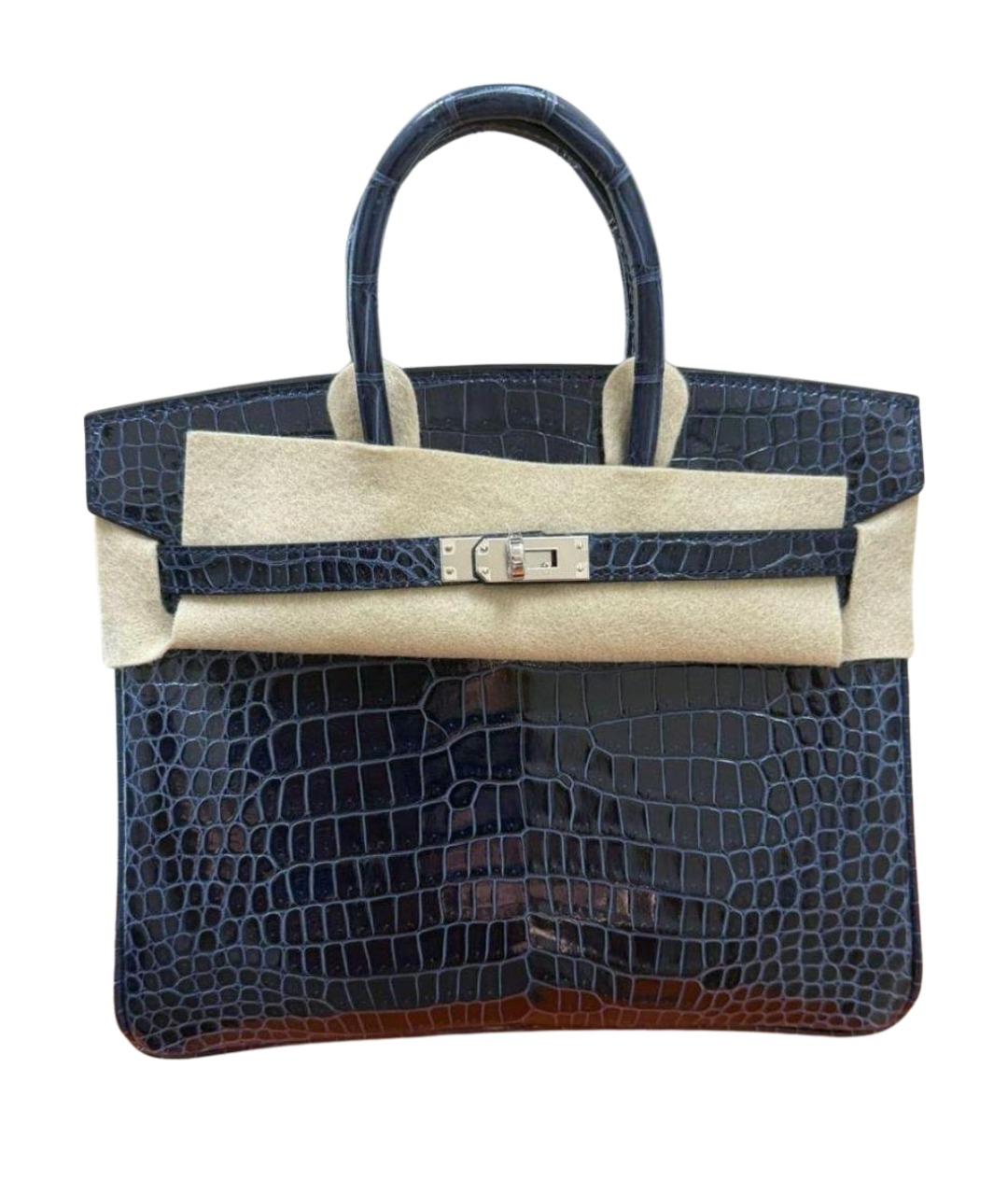 HERMES Синяя сумка с короткими ручками из экзотической кожи, фото 1