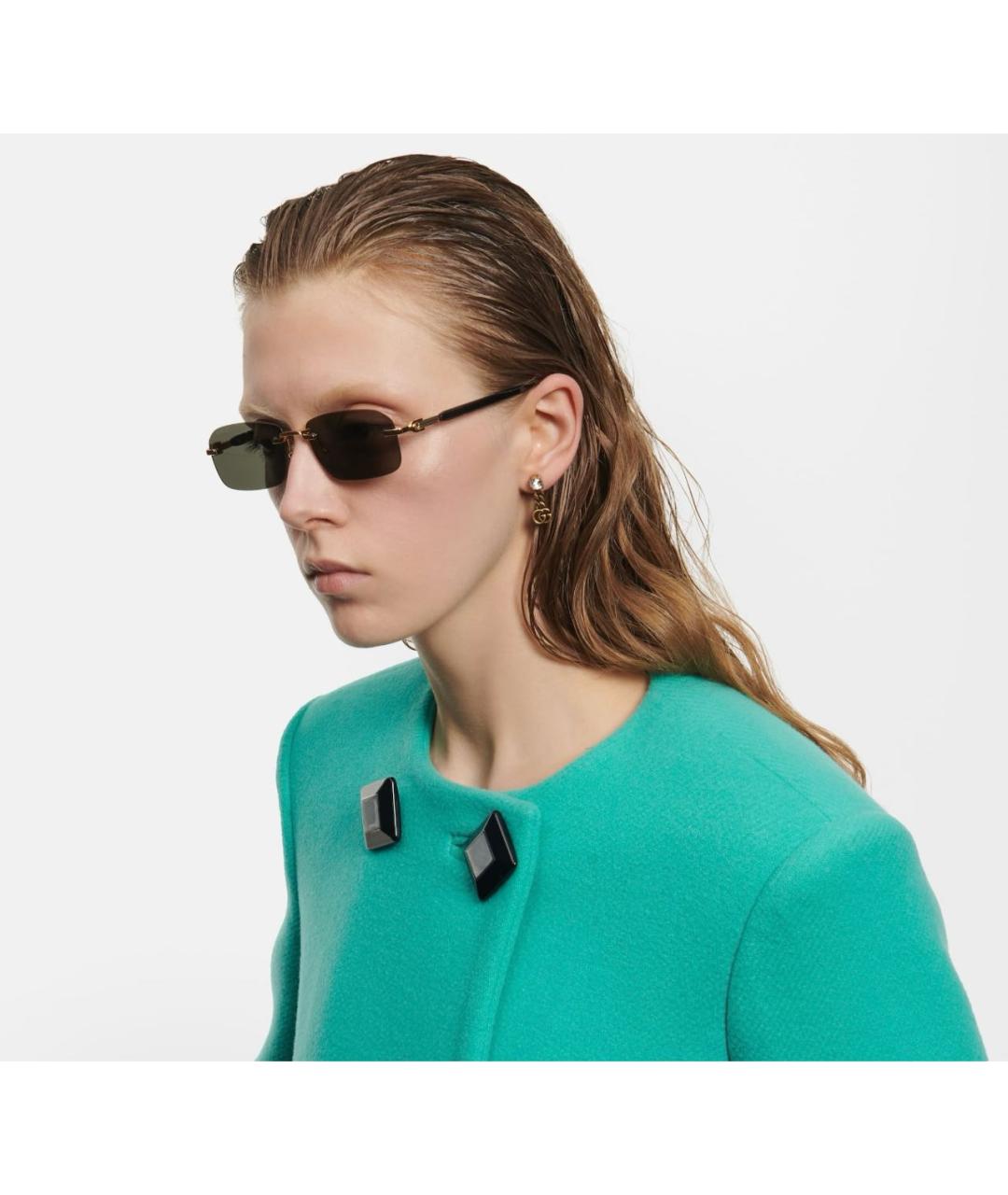 GUCCI Золотые металлические солнцезащитные очки, фото 6