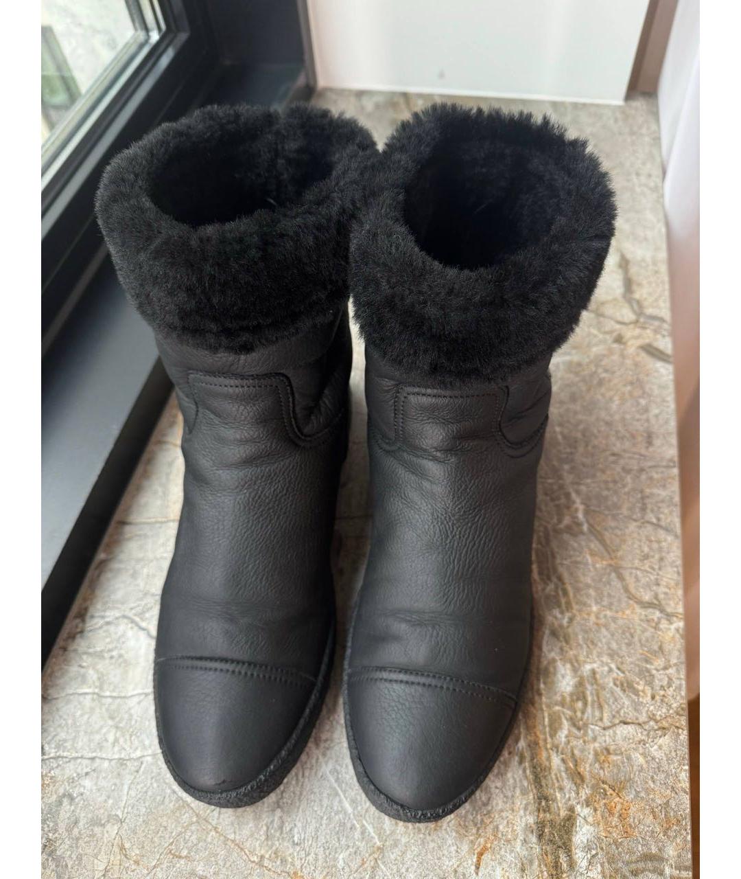 CHANEL Черные кожаные ботинки, фото 3