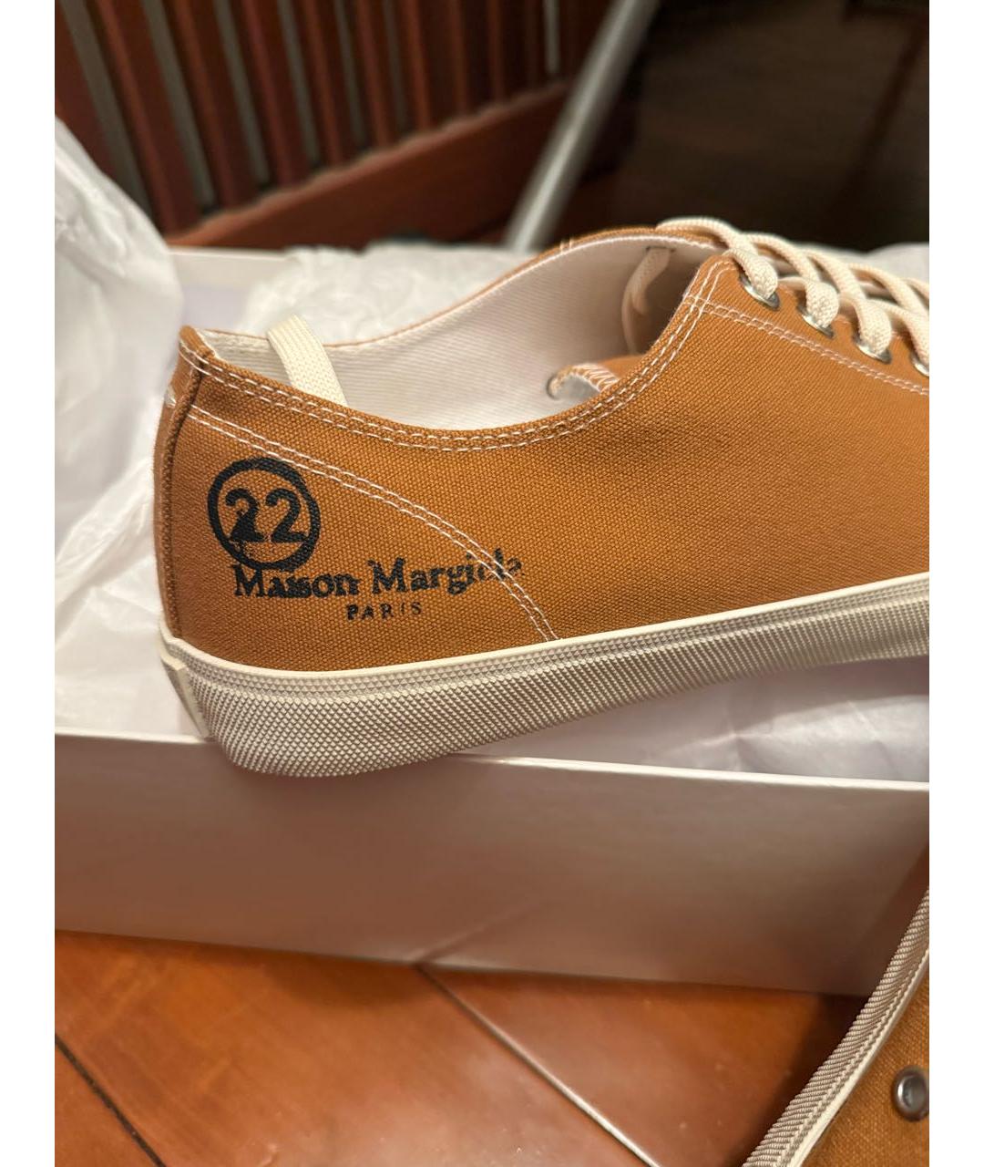 MAISON MARGIELA Коричневые текстильные низкие кроссовки / кеды, фото 5