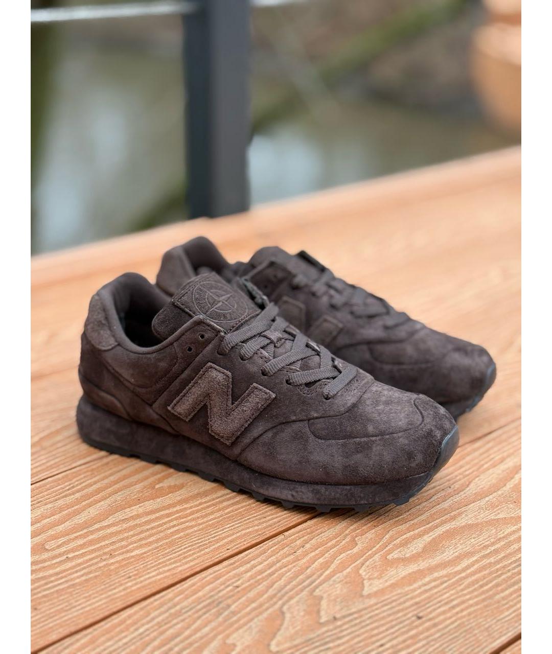 STONE ISLAND Коричневые замшевые низкие кроссовки / кеды, фото 8