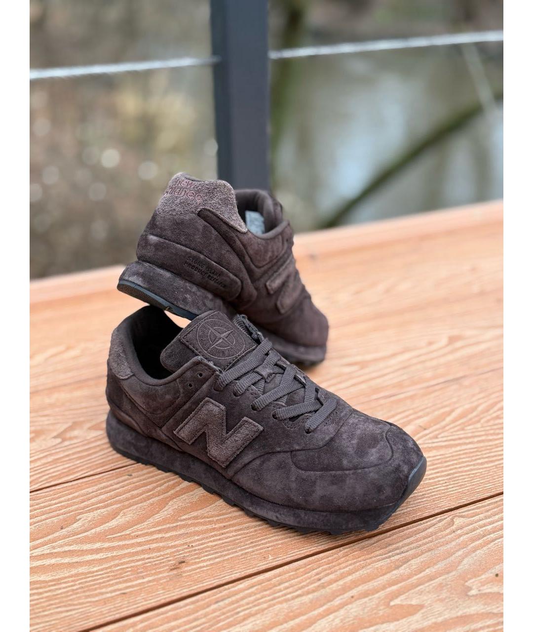 STONE ISLAND Коричневые замшевые низкие кроссовки / кеды, фото 3