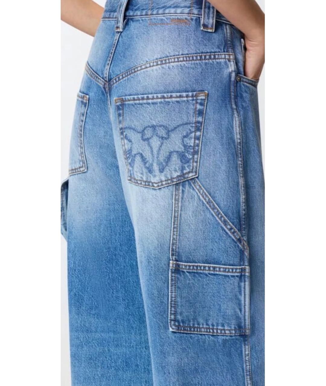 PINKO Синие хлопковые прямые джинсы, фото 6