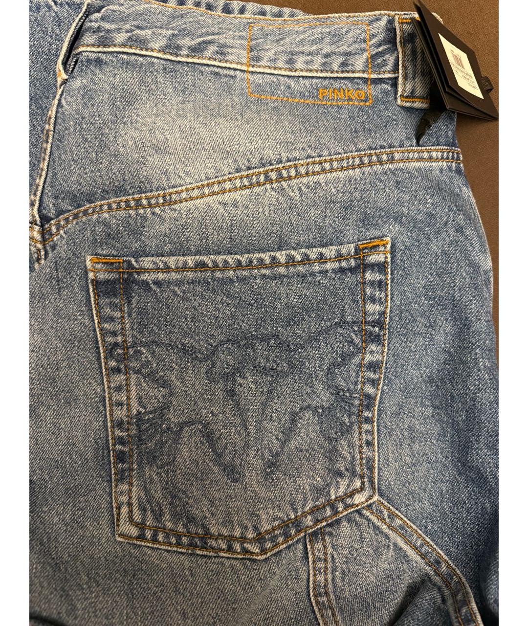 PINKO Синие хлопковые прямые джинсы, фото 4