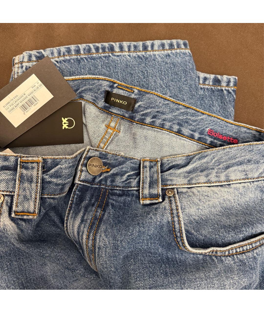 PINKO Синие хлопковые прямые джинсы, фото 3