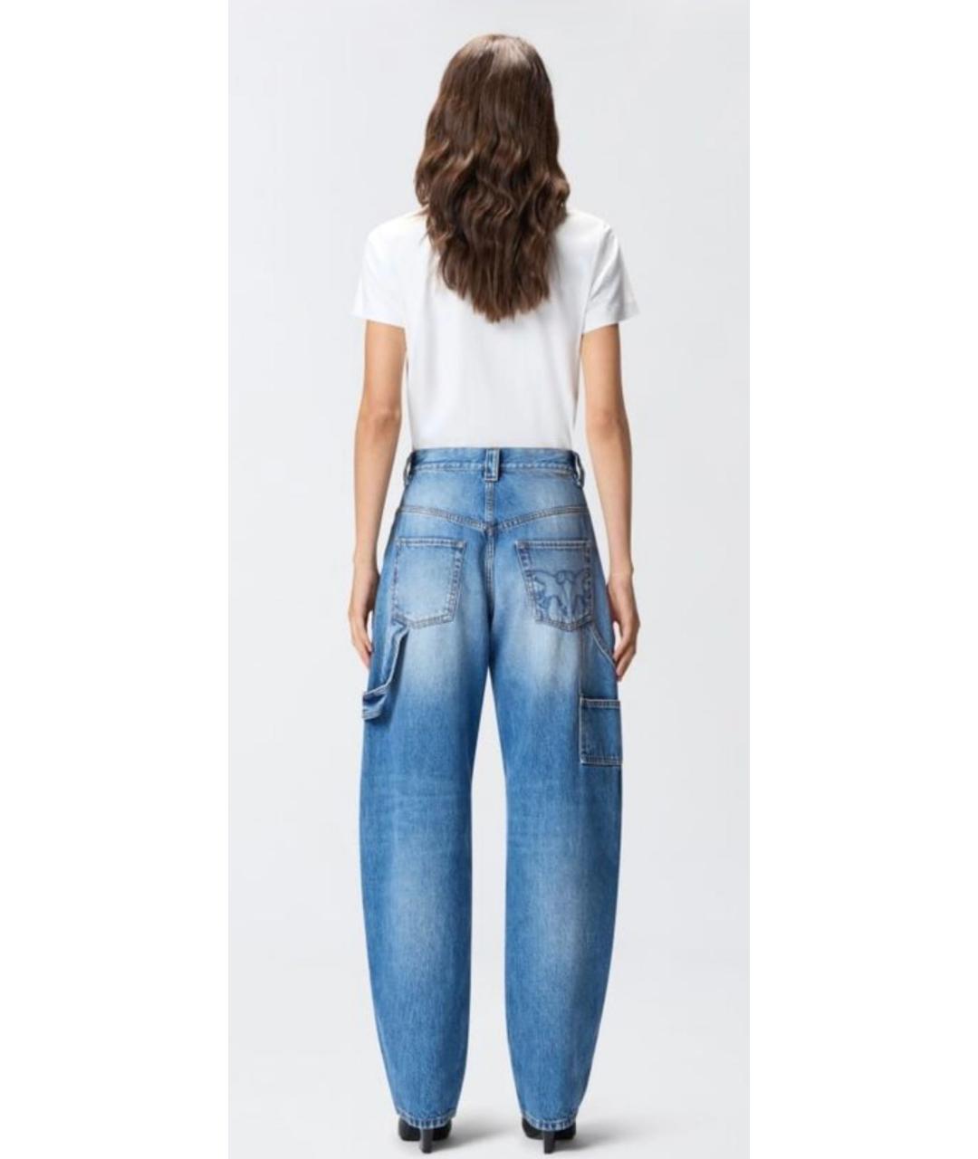 PINKO Синие хлопковые прямые джинсы, фото 5