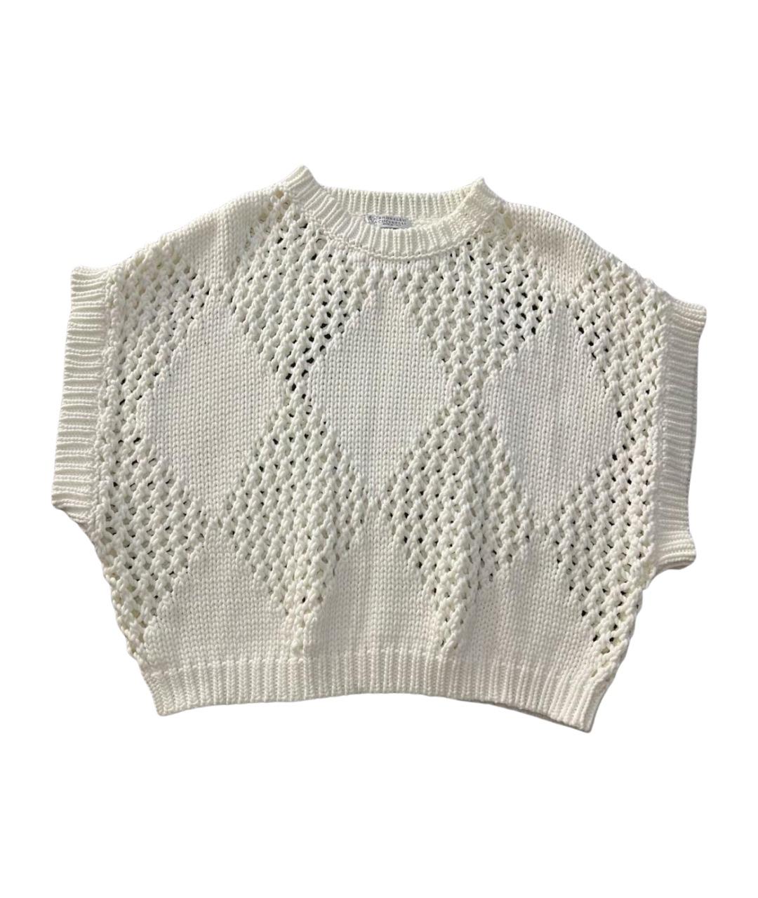 BRUNELLO CUCINELLI Белый хлопковый джемпер / свитер, фото 1