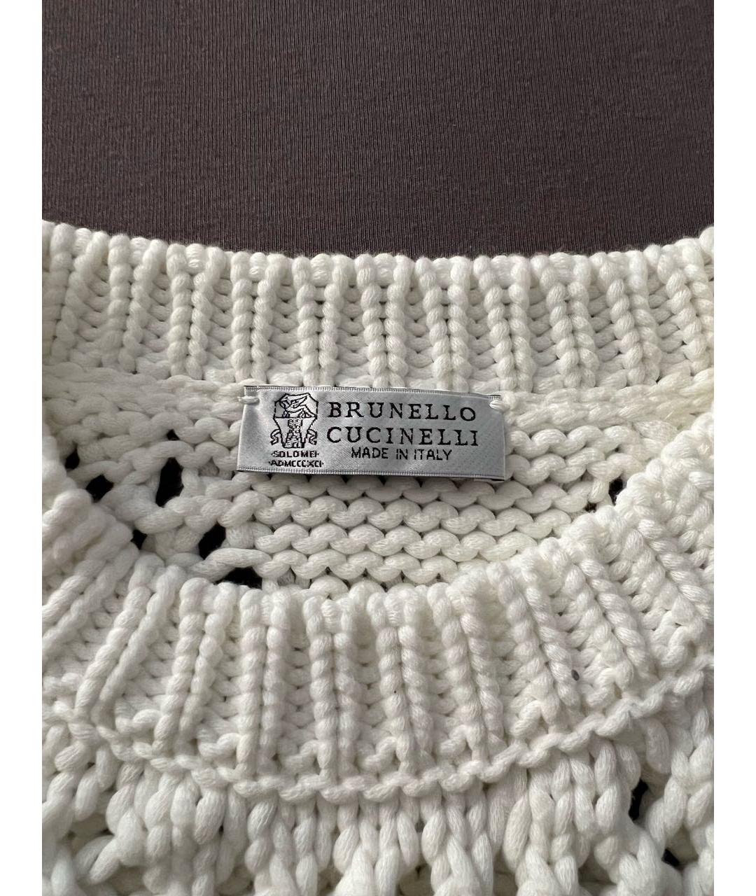 BRUNELLO CUCINELLI Белый хлопковый джемпер / свитер, фото 3