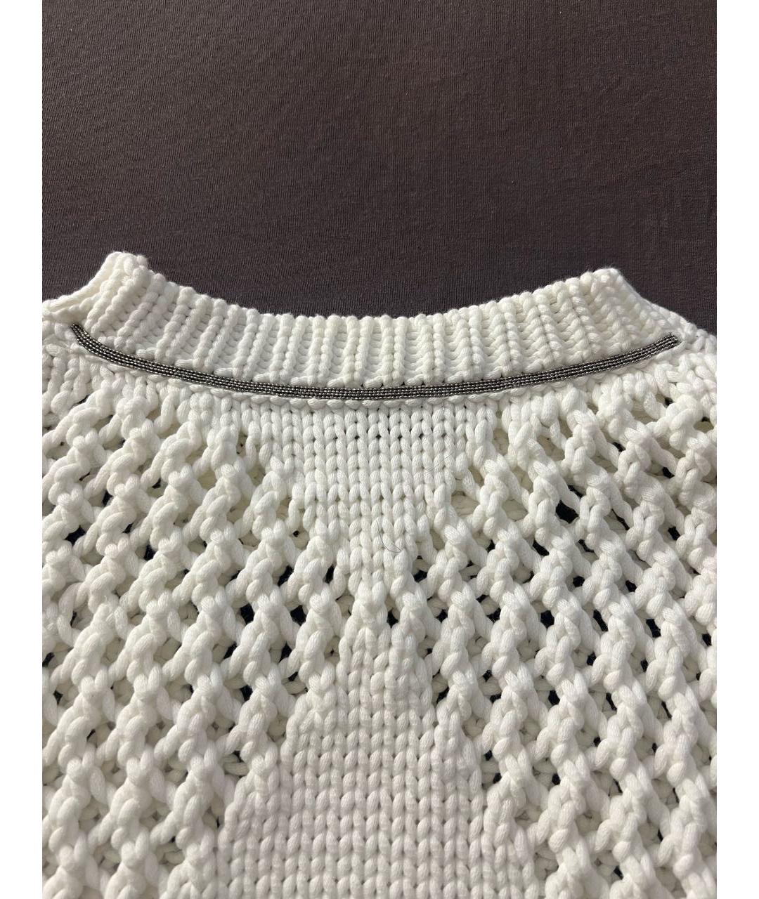 BRUNELLO CUCINELLI Белый хлопковый джемпер / свитер, фото 4