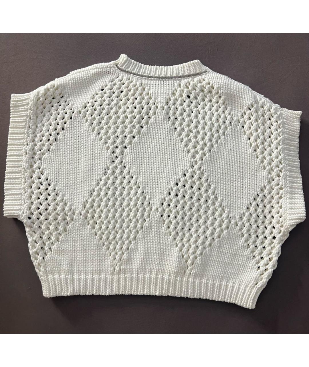 BRUNELLO CUCINELLI Белый хлопковый джемпер / свитер, фото 2
