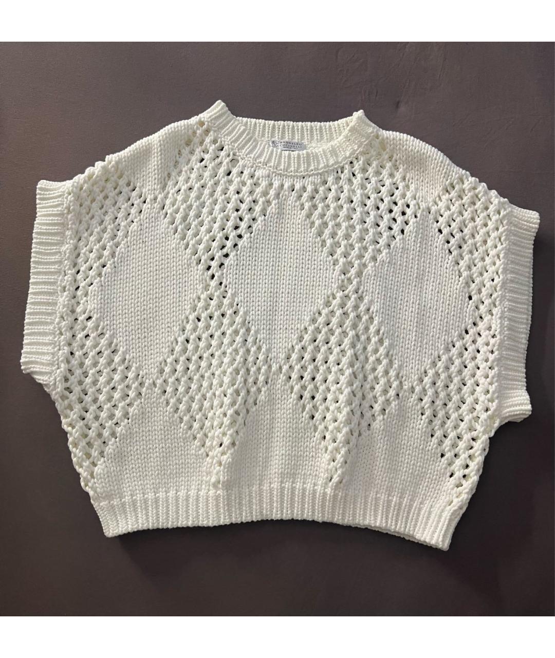 BRUNELLO CUCINELLI Белый хлопковый джемпер / свитер, фото 8