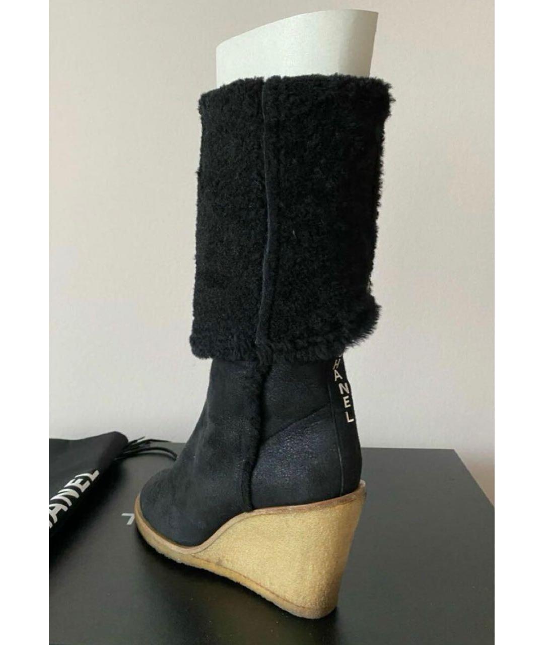 CHANEL Черные кожаные сапоги, фото 6