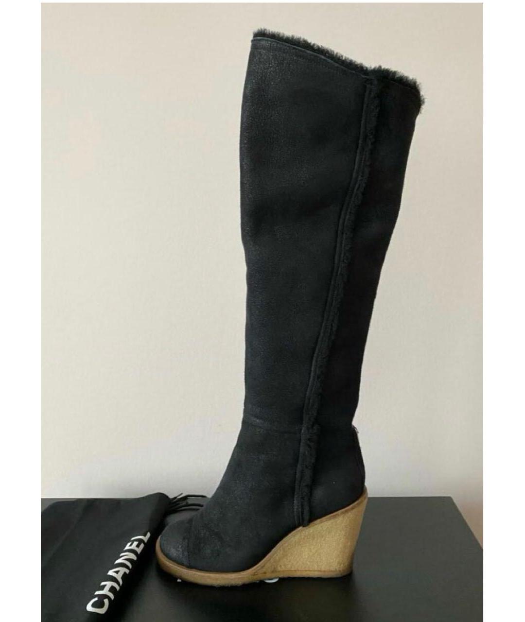 CHANEL Черные кожаные сапоги, фото 5
