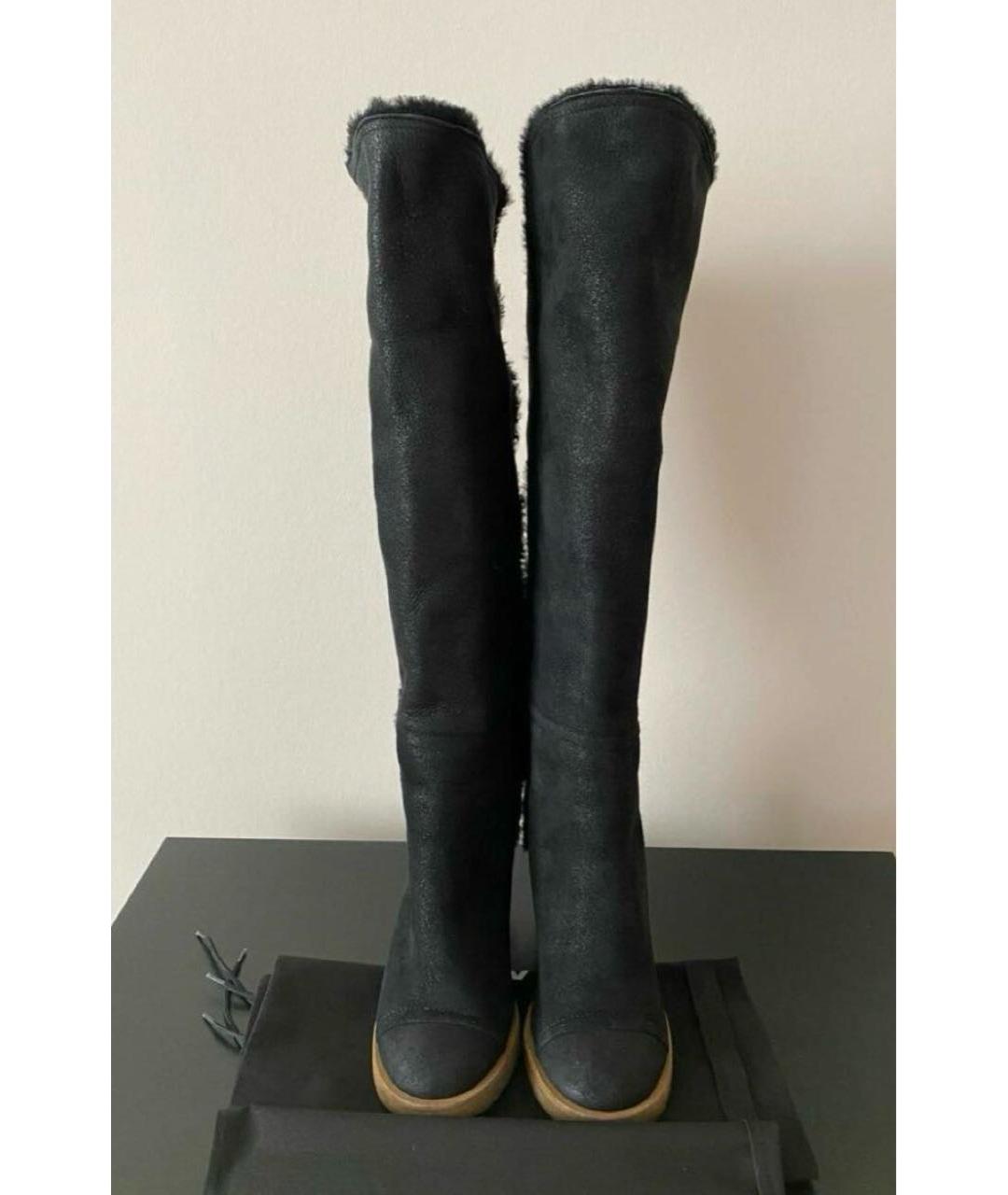 CHANEL Черные кожаные сапоги, фото 4