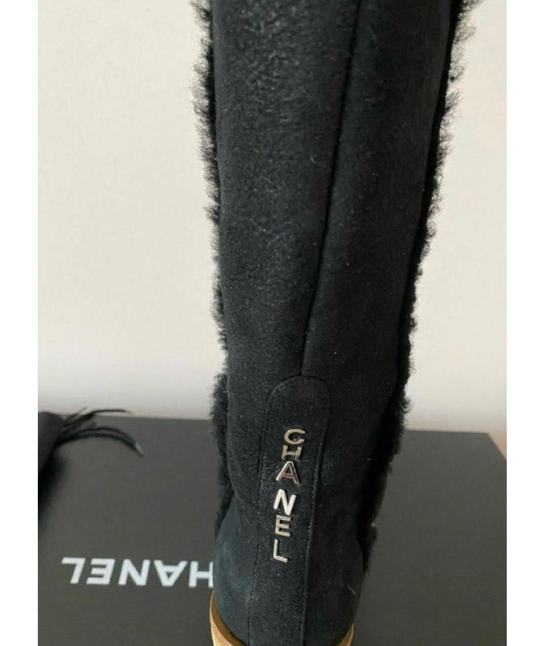 CHANEL Черные кожаные сапоги, фото 3