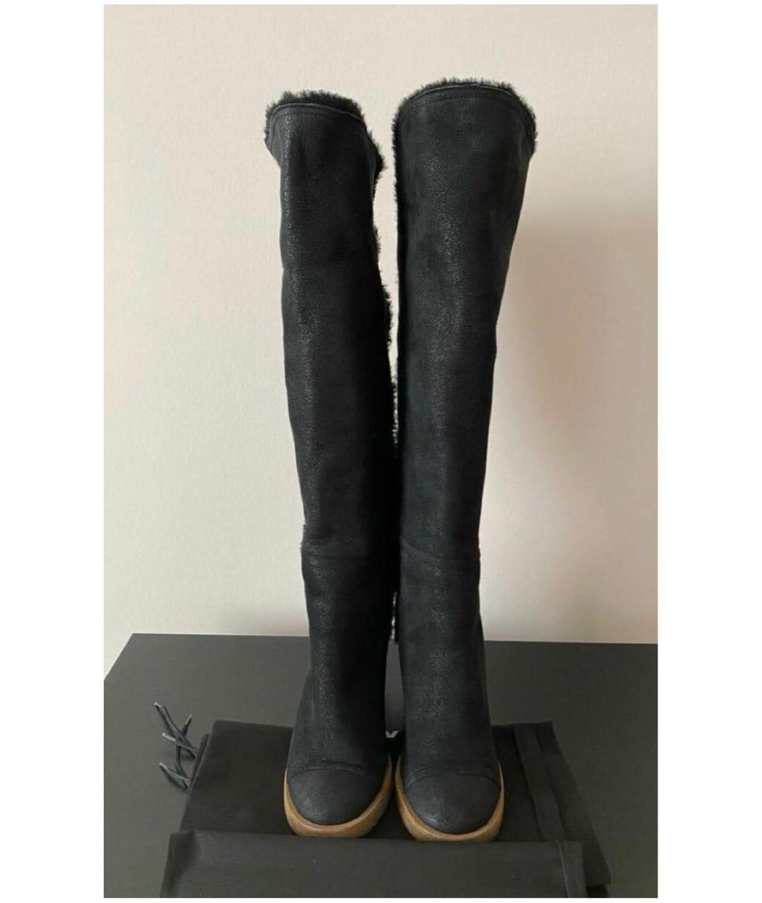 CHANEL Черные кожаные сапоги, фото 2