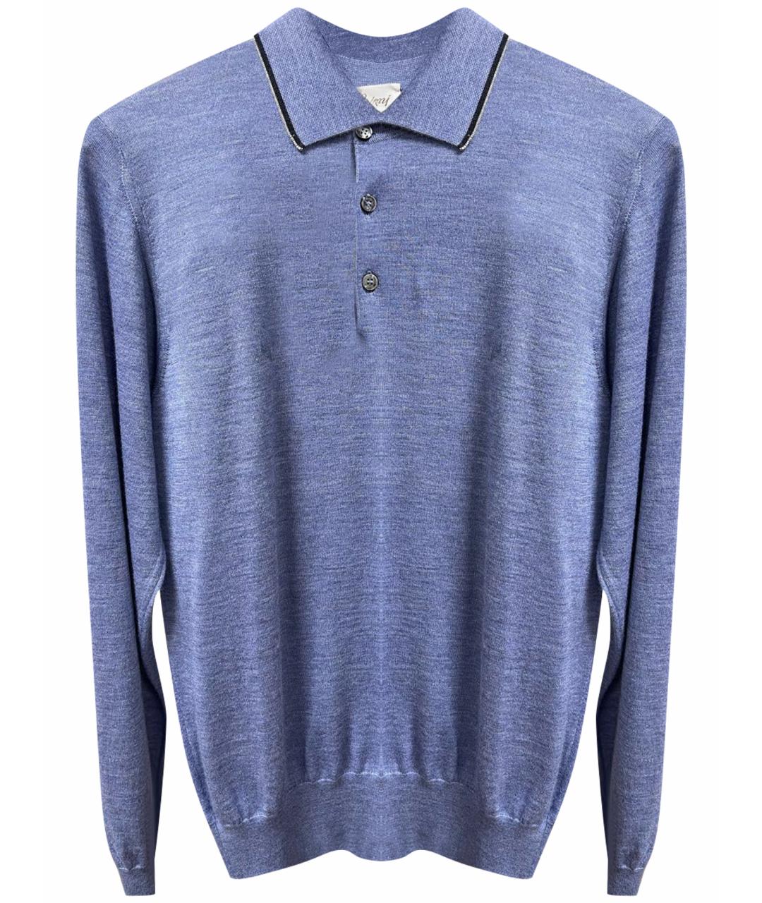 BRIONI Голубое поло с длинным рукавом, фото 1