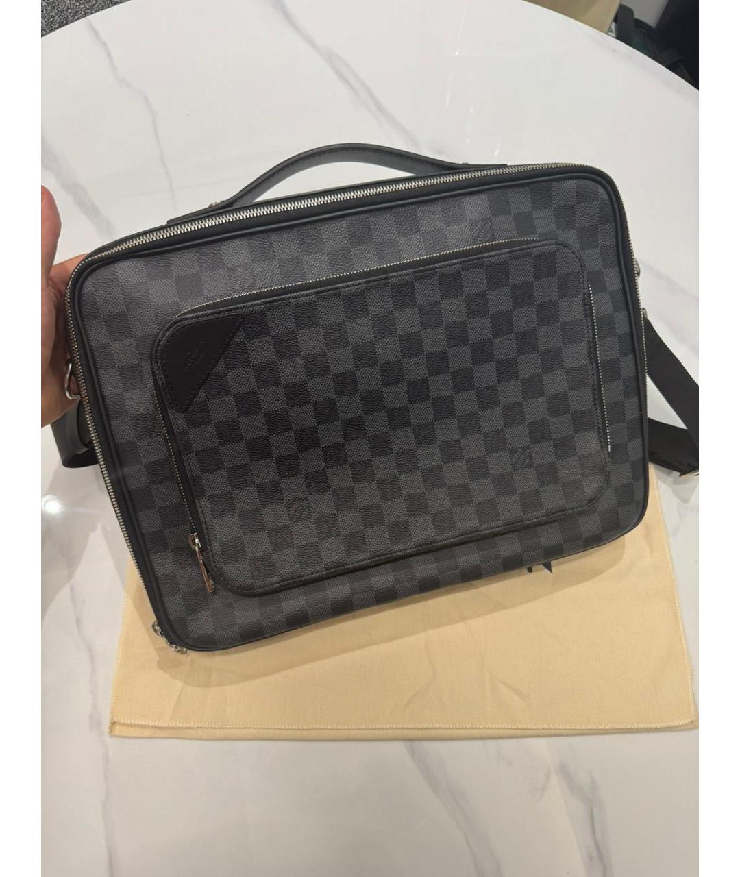 LOUIS VUITTON Серый кожаный портфель, фото 3