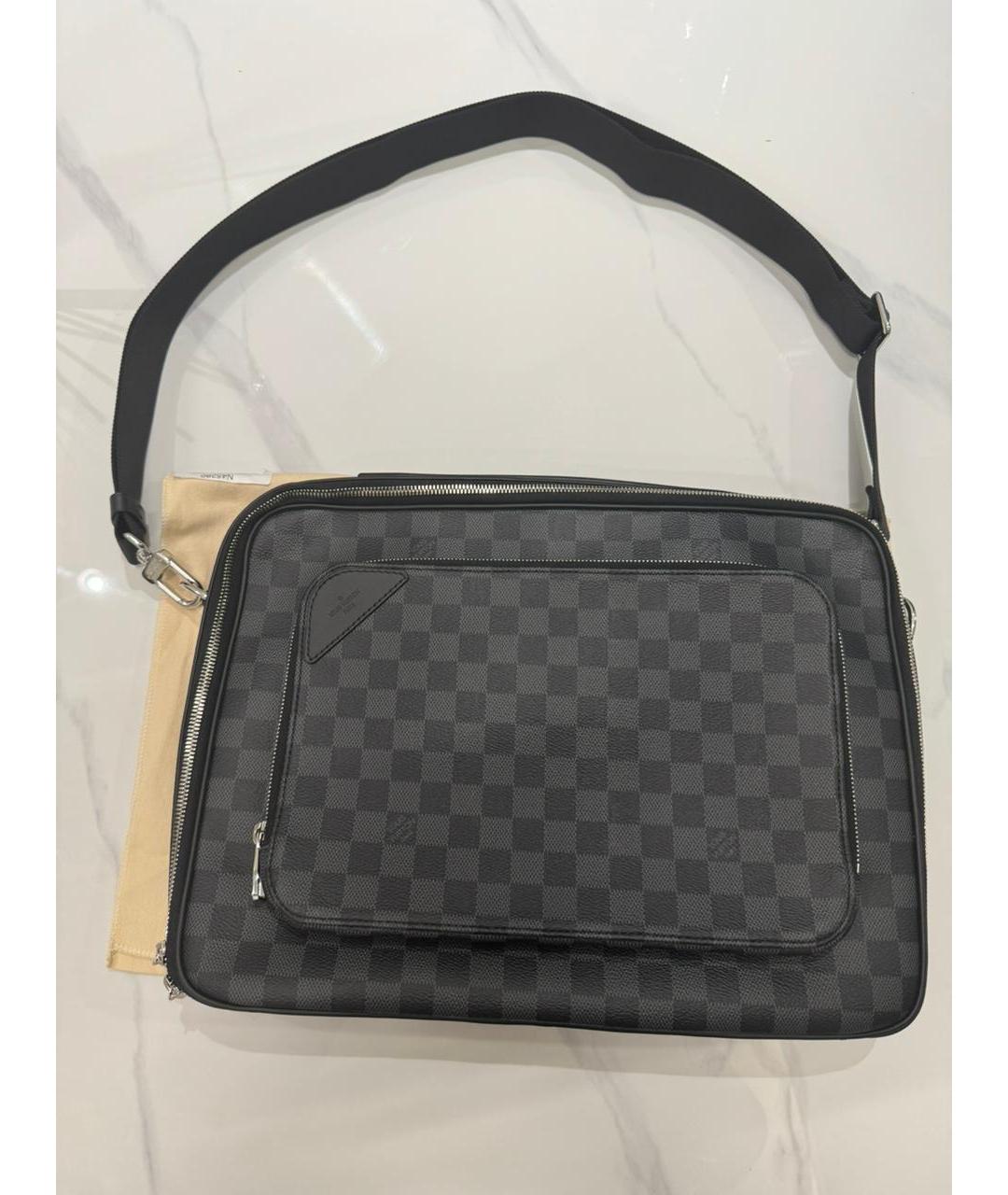 LOUIS VUITTON Серый кожаный портфель, фото 5