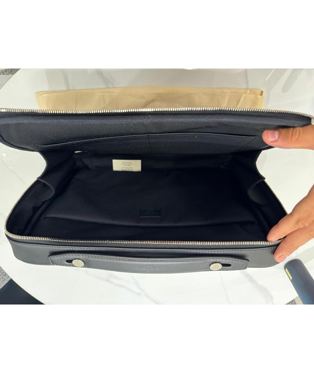 LOUIS VUITTON Серый кожаный портфель, фото 2