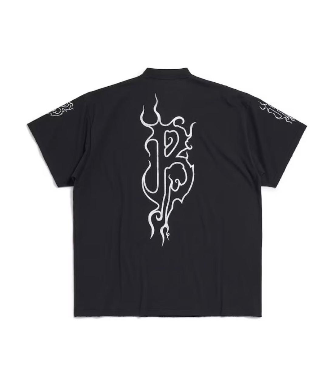 BALENCIAGA Черная хлопковая футболка, фото 2