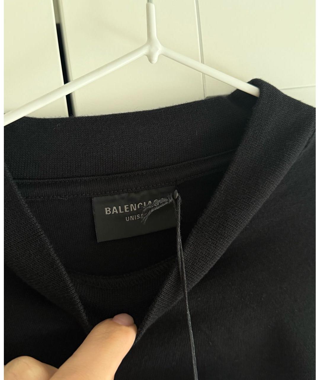 BALENCIAGA Черная хлопковая футболка, фото 6