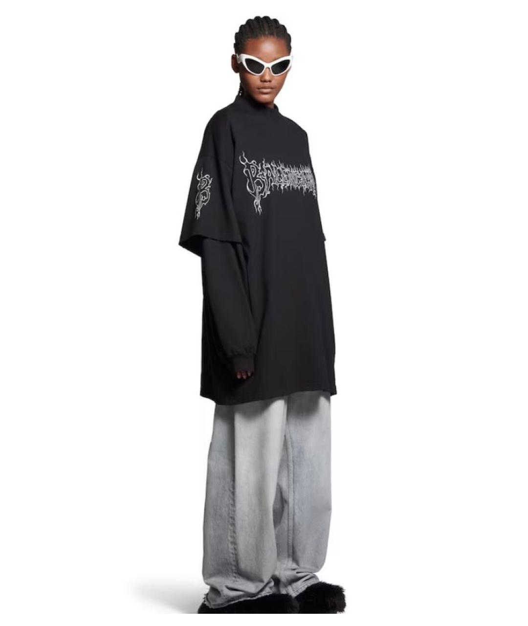 BALENCIAGA Черная хлопковая футболка, фото 5