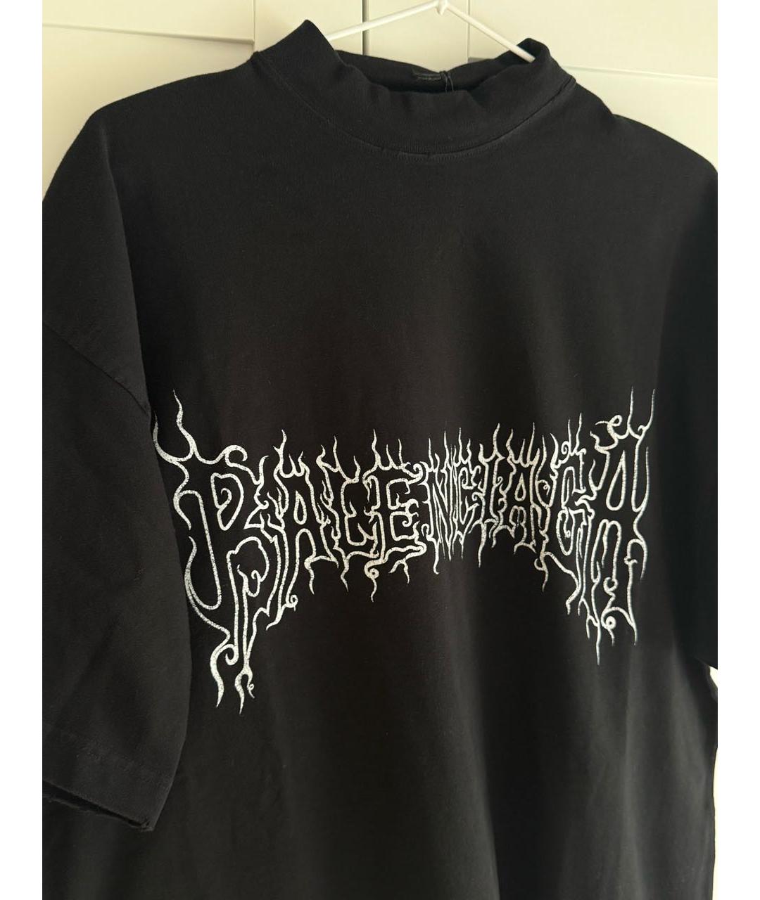 BALENCIAGA Черная хлопковая футболка, фото 4