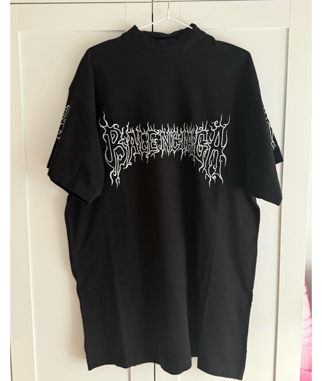 BALENCIAGA Черная хлопковая футболка, фото 3