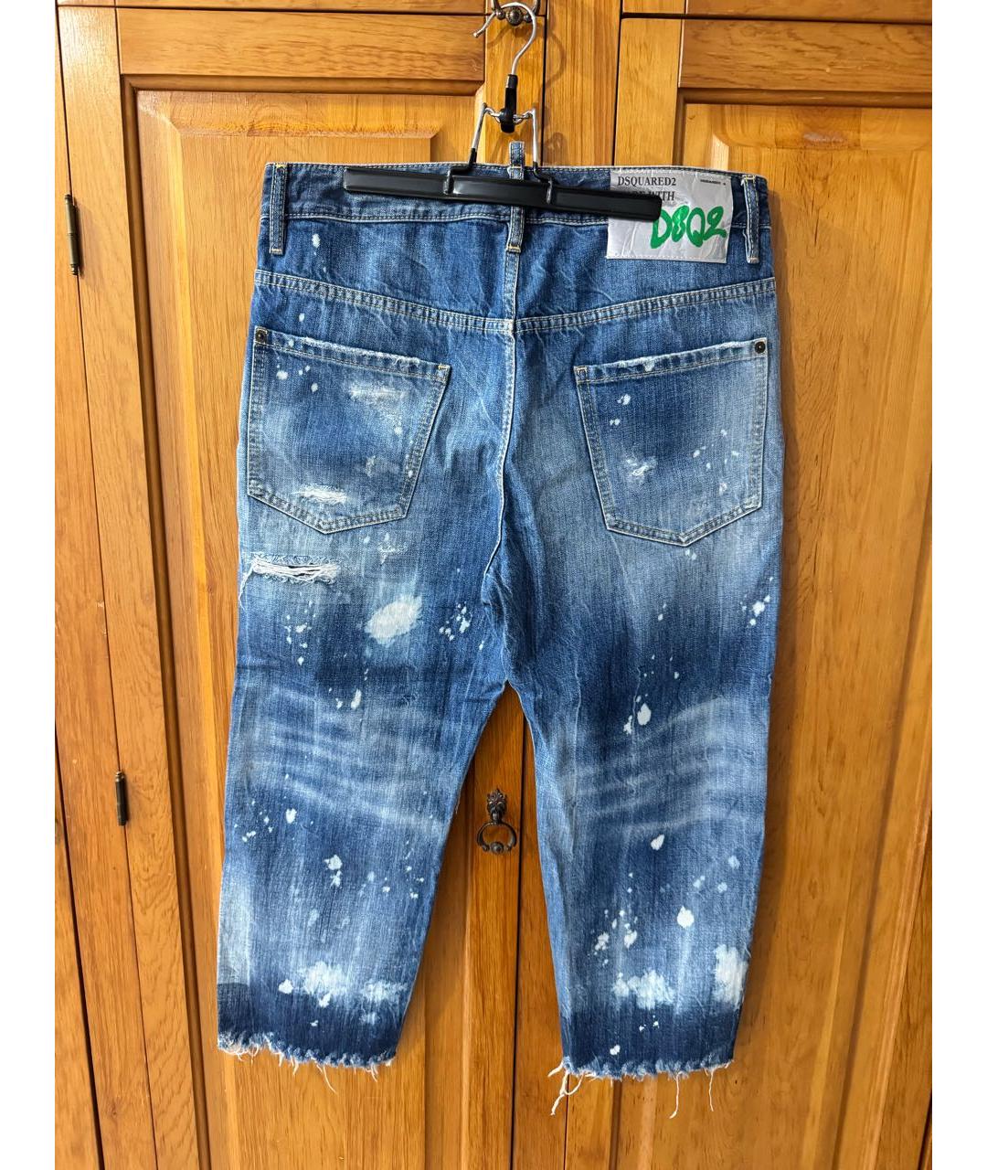 DSQUARED2 Темно-синие хлопковые прямые джинсы, фото 2