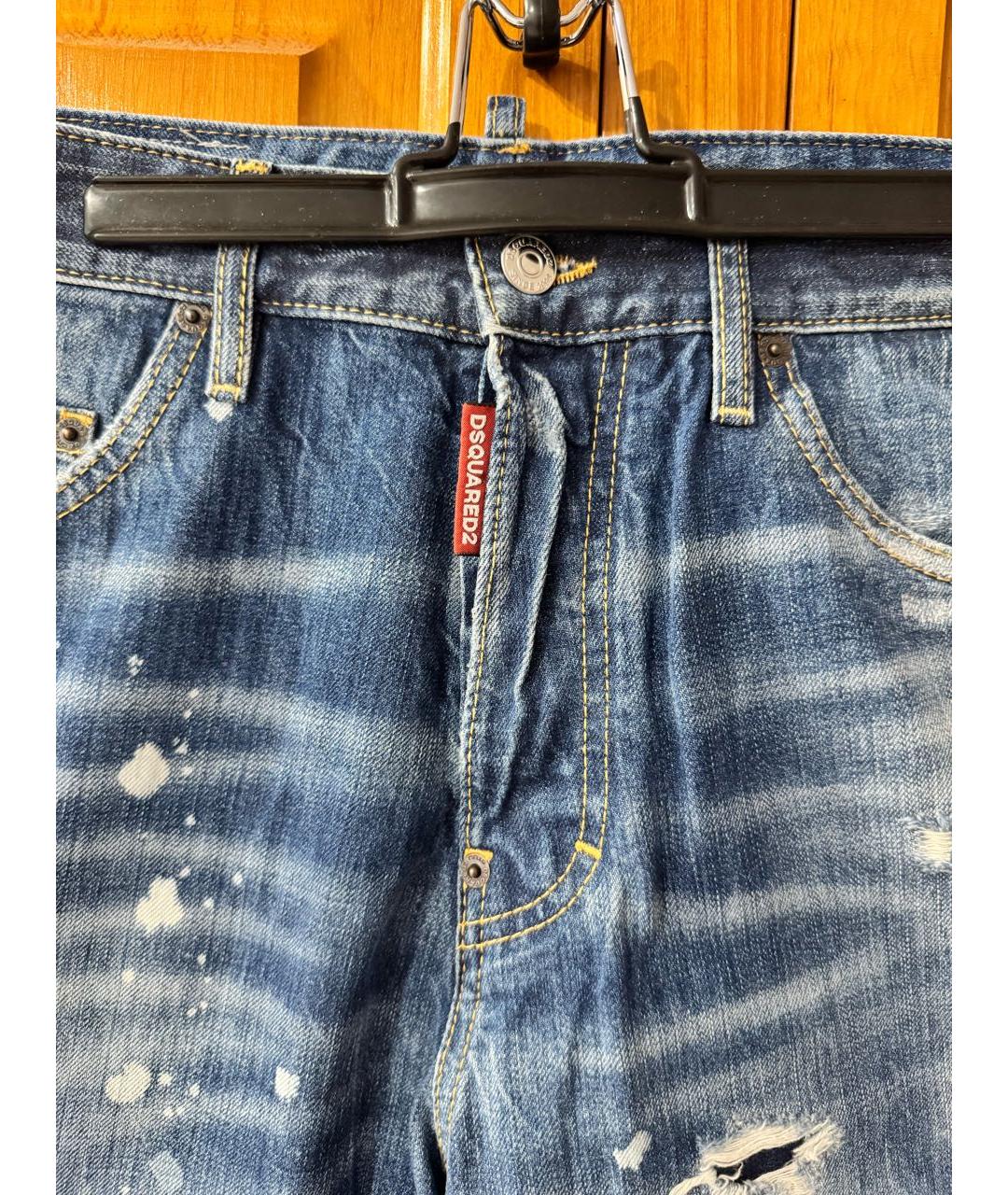 DSQUARED2 Темно-синие хлопковые прямые джинсы, фото 3