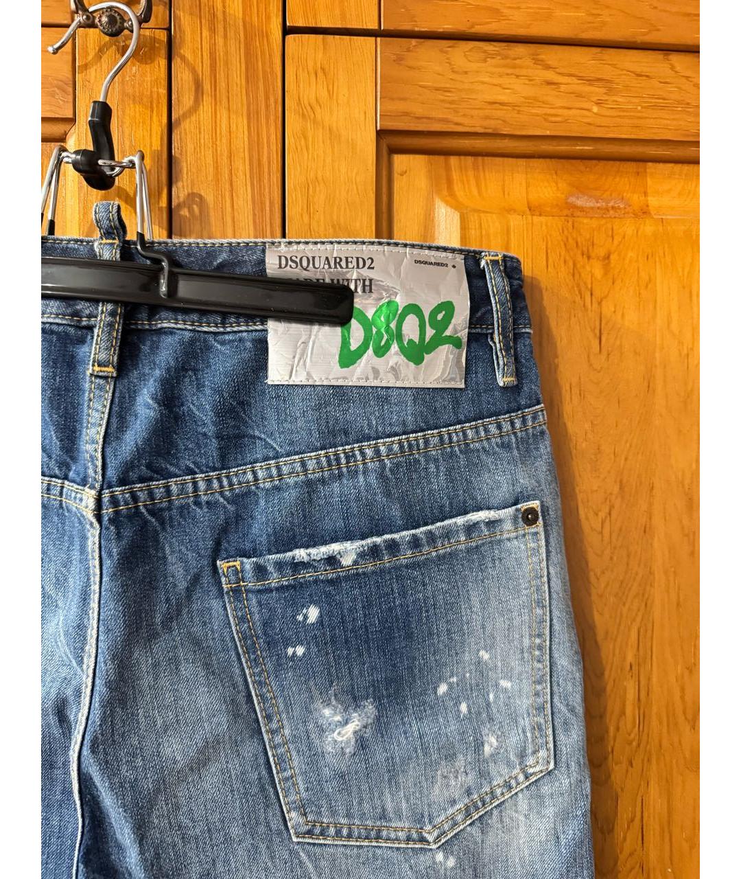 DSQUARED2 Темно-синие хлопковые прямые джинсы, фото 4