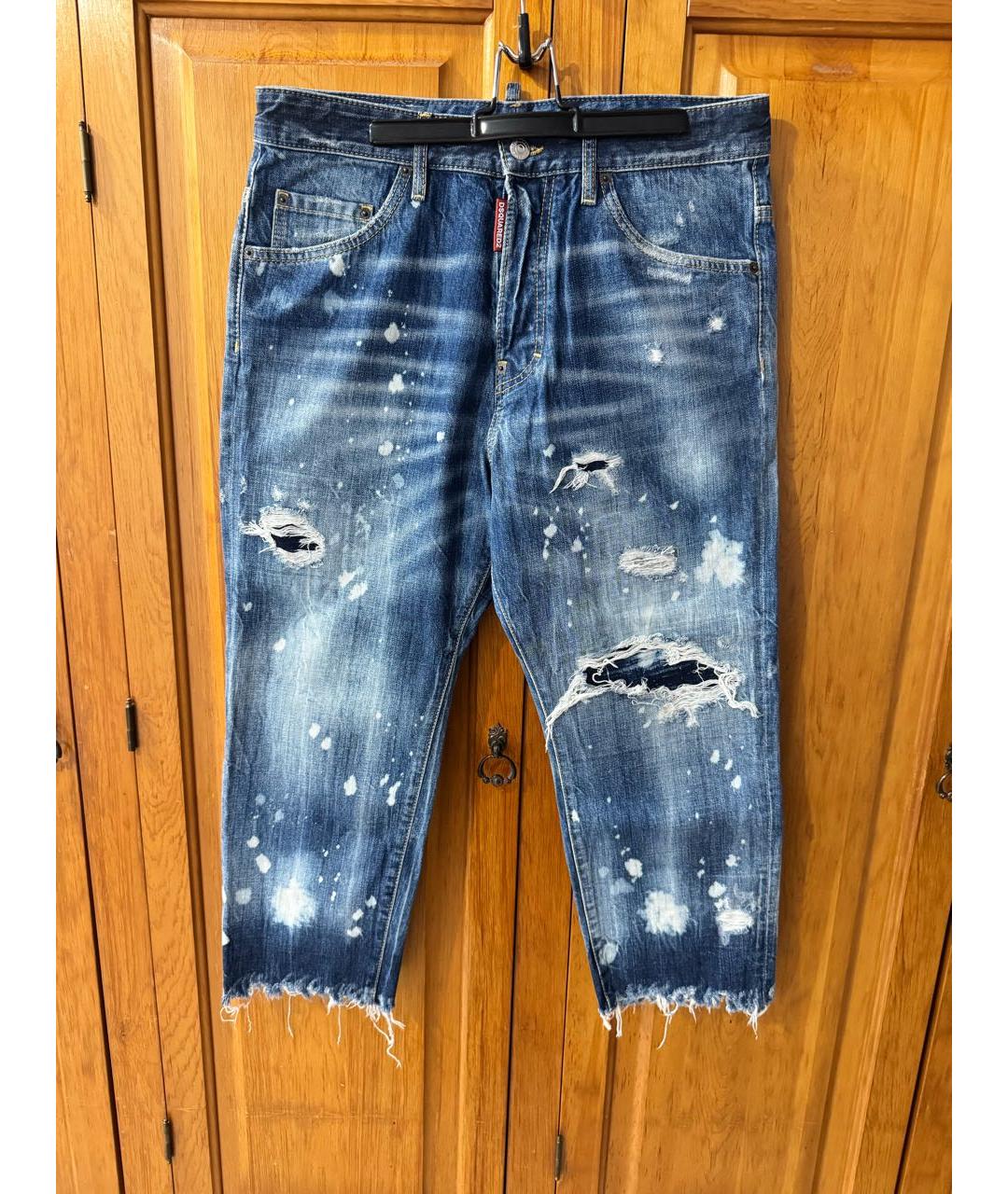 DSQUARED2 Темно-синие хлопковые прямые джинсы, фото 6