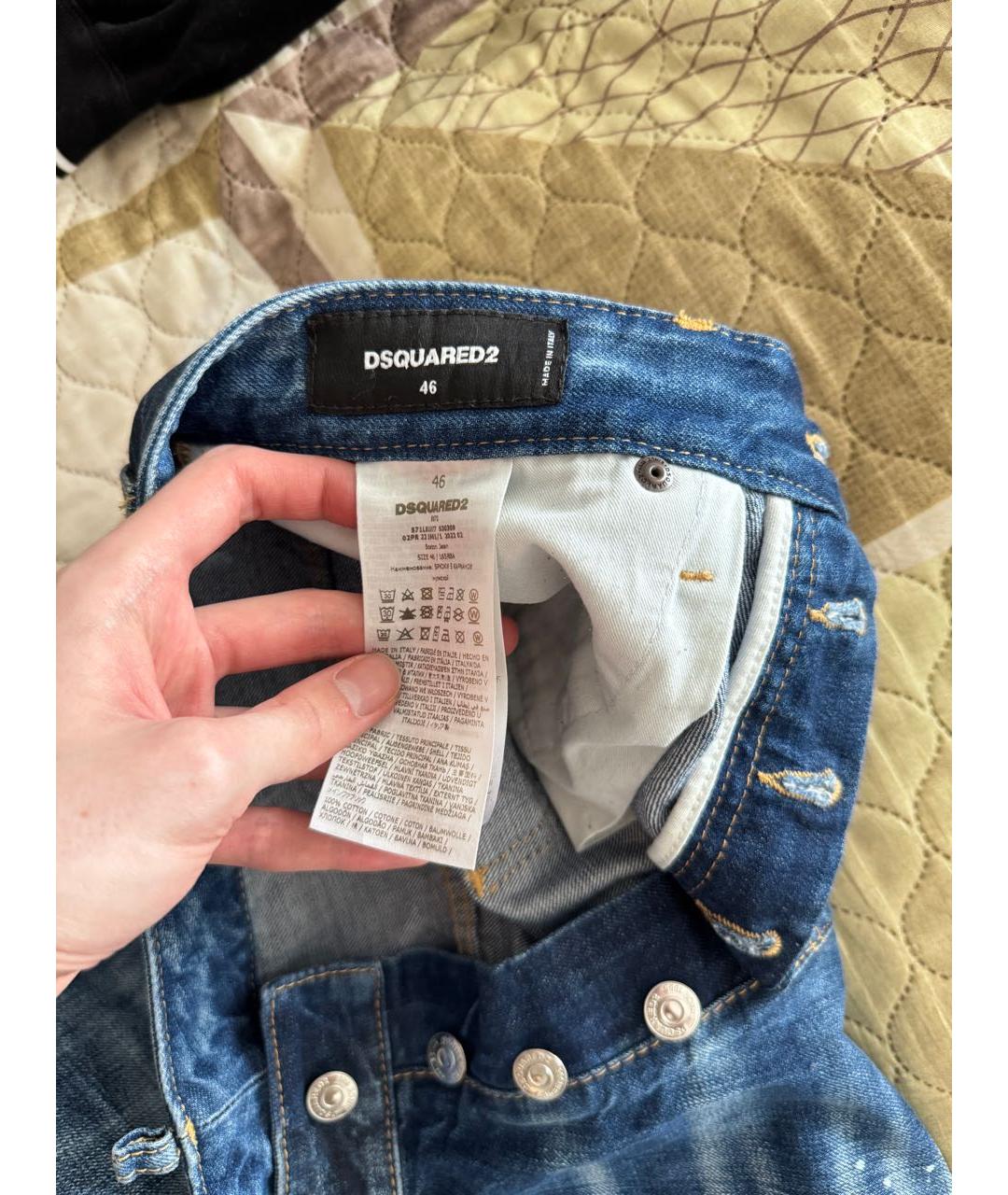 DSQUARED2 Темно-синие хлопковые прямые джинсы, фото 5