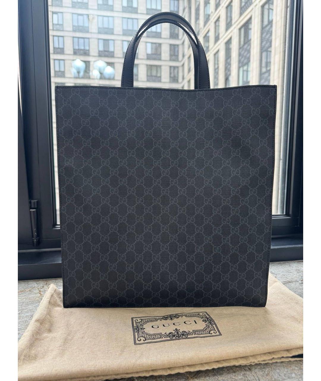 GUCCI Черная тканевая сумка тоут, фото 3