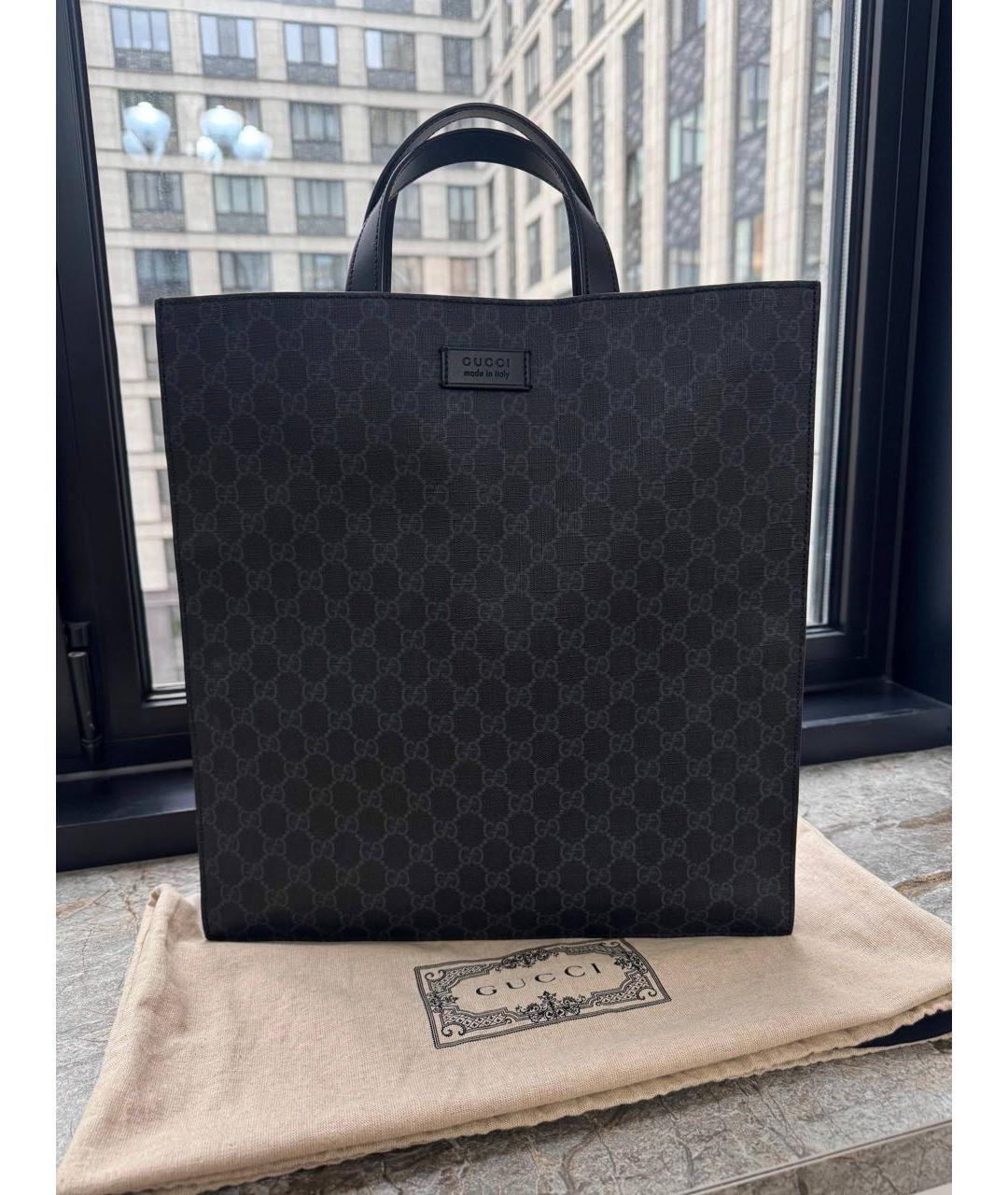 GUCCI Черная тканевая сумка тоут, фото 8