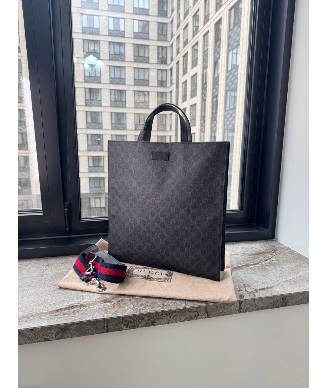 GUCCI Черная тканевая сумка тоут, фото 2