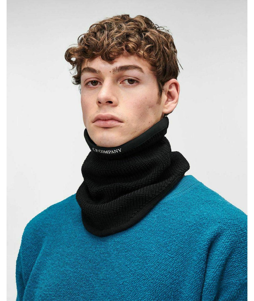 CP COMPANY Черный шерстяной шарф, фото 5