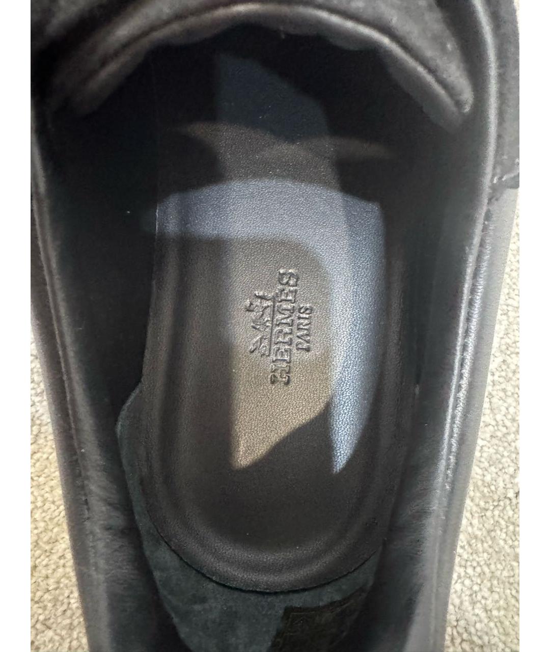 HERMES Черные кожаные кроссовки, фото 3