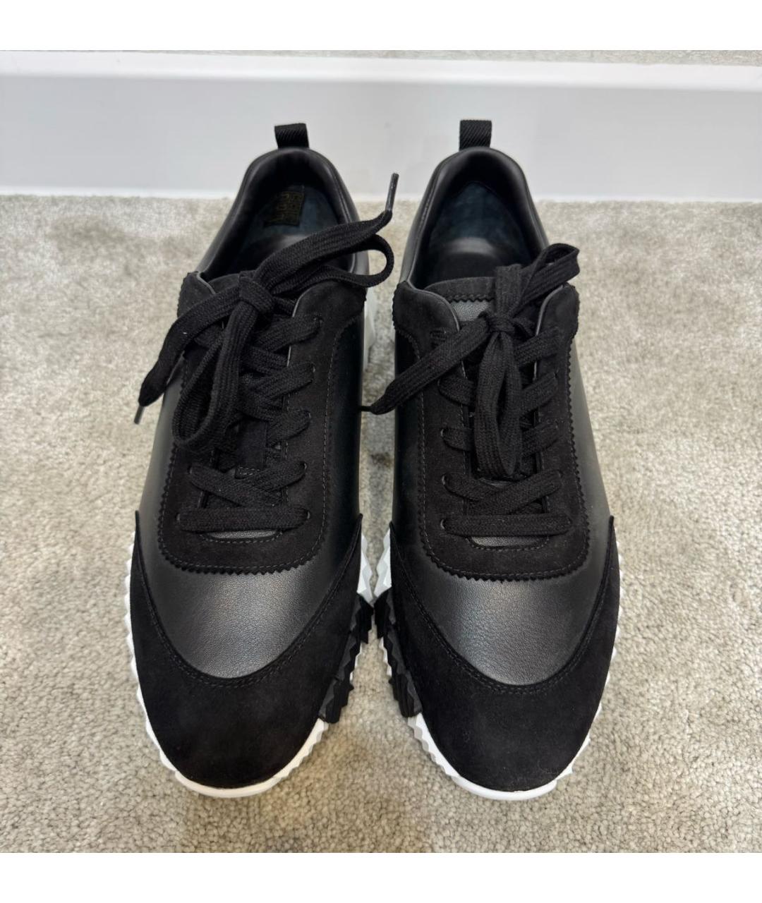 HERMES Черные кожаные кроссовки, фото 2