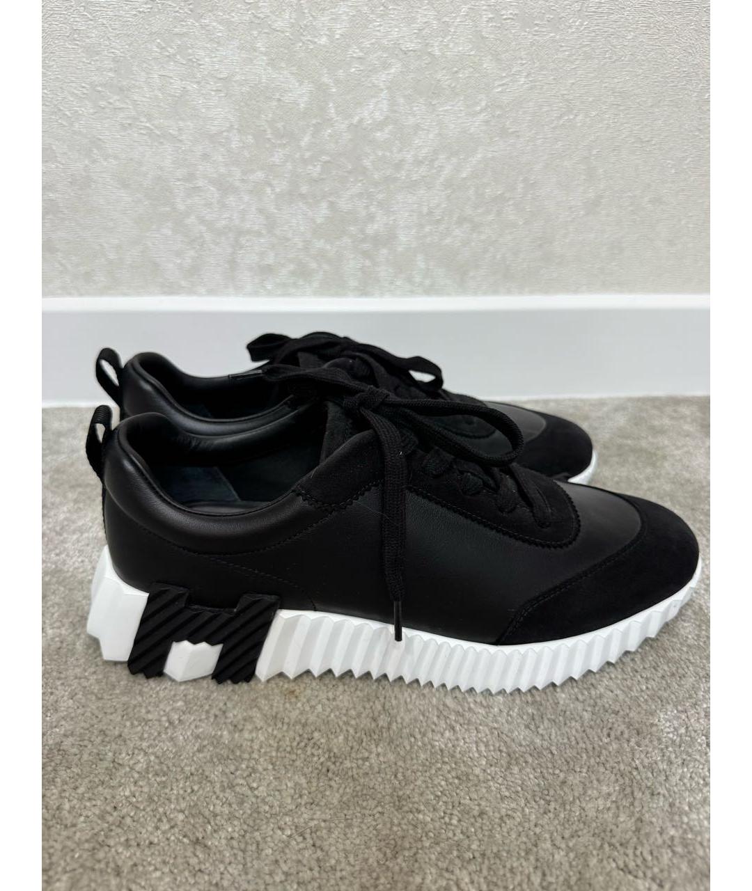 HERMES Черные кожаные кроссовки, фото 7