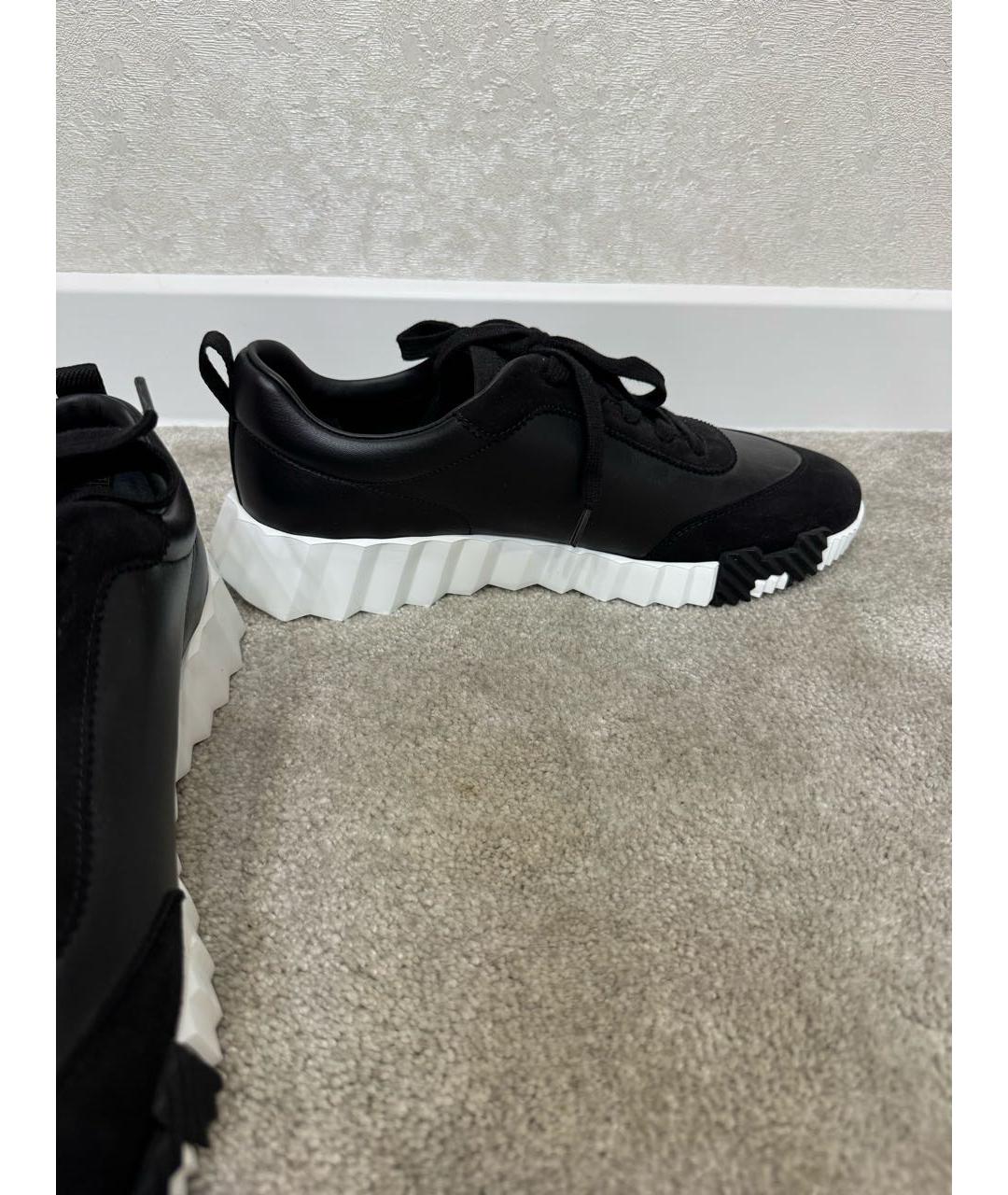 HERMES Черные кожаные кроссовки, фото 4