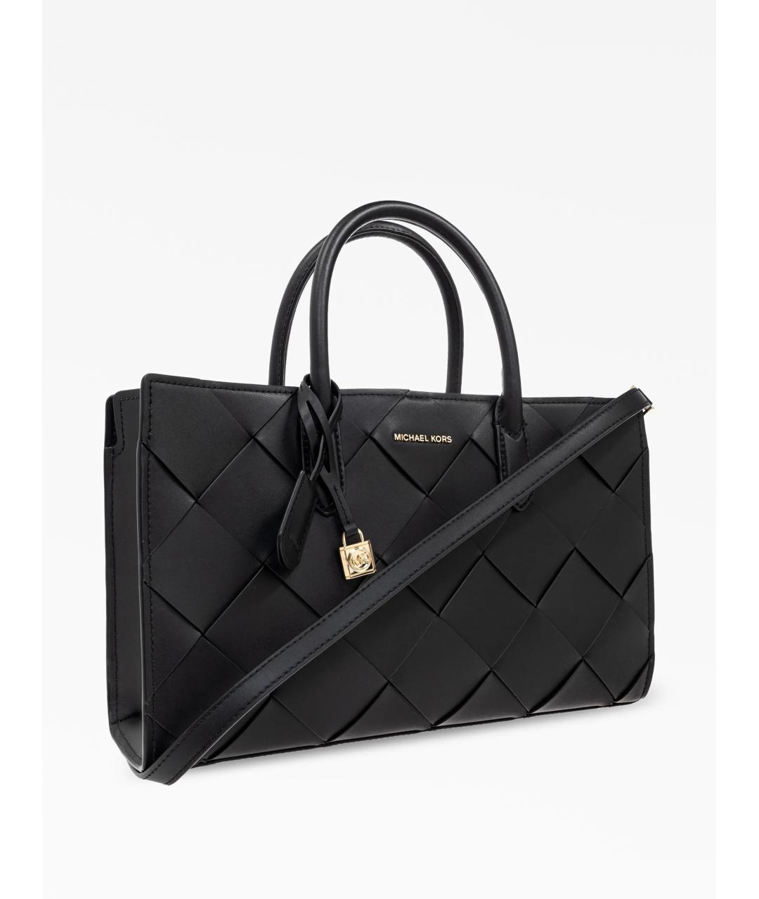 MICHAEL MICHAEL KORS Черная кожаная сумка с короткими ручками, фото 3