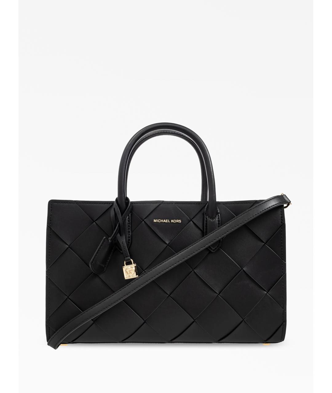 MICHAEL MICHAEL KORS Черная кожаная сумка с короткими ручками, фото 6