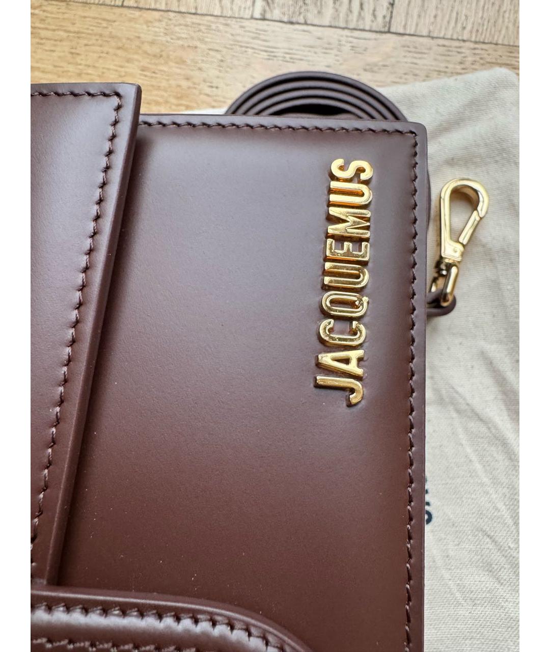 JACQUEMUS Коричневая кожаная сумка через плечо, фото 7