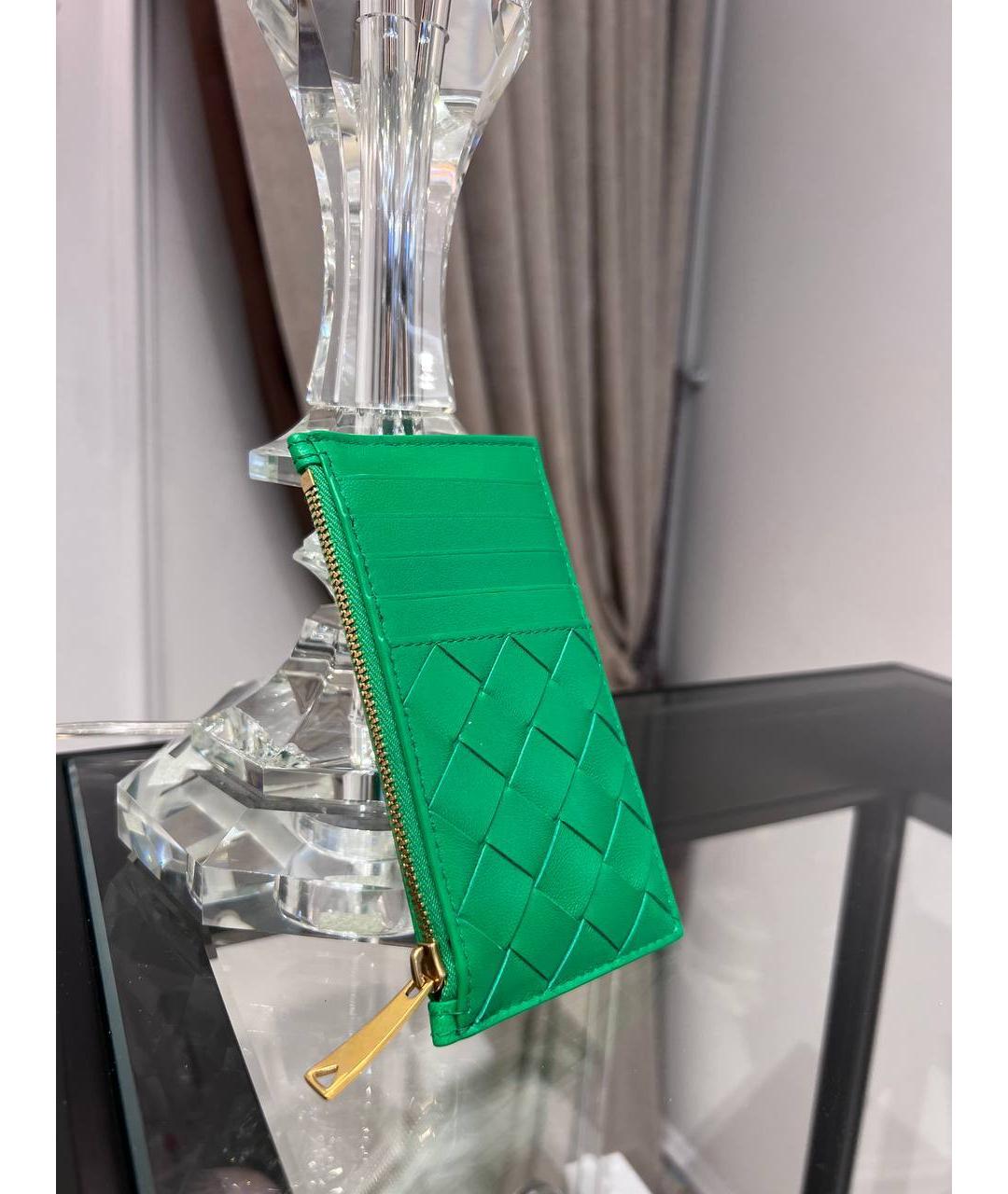 BOTTEGA VENETA Зеленый кожаный кардхолдер, фото 4