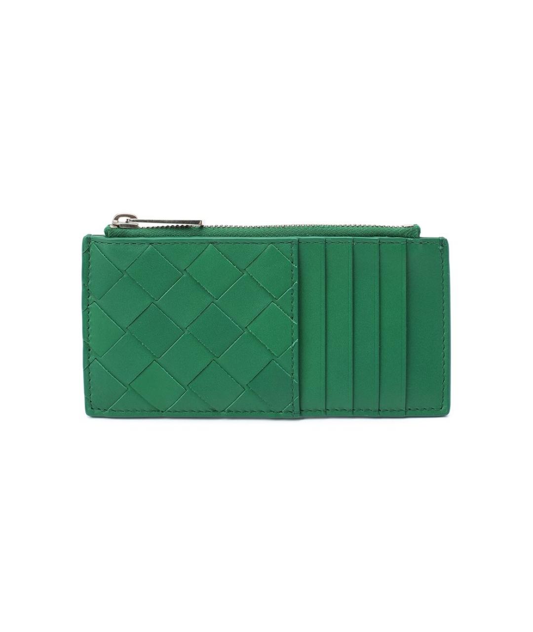 BOTTEGA VENETA Зеленый кожаный кардхолдер, фото 1