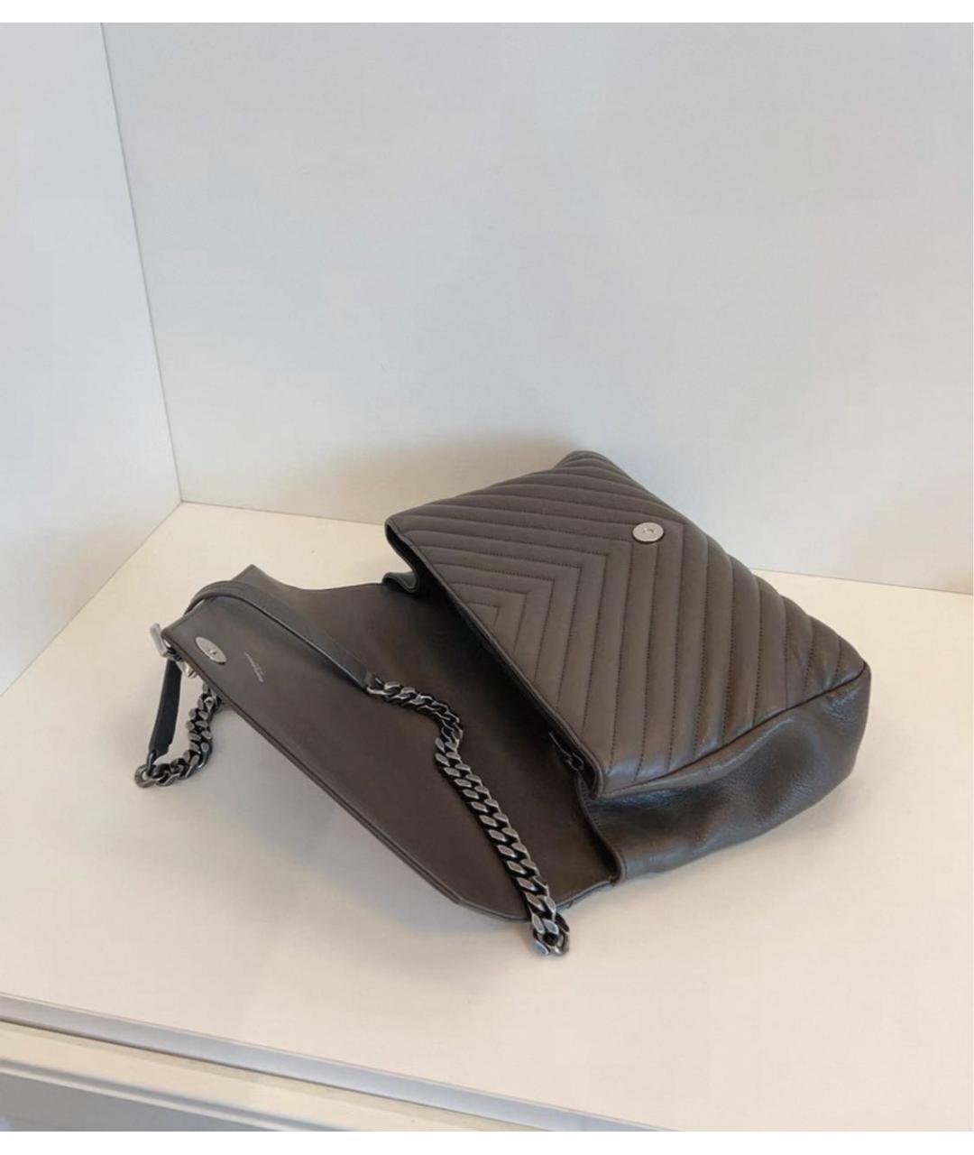 SAINT LAURENT Серая кожаная сумка через плечо, фото 5